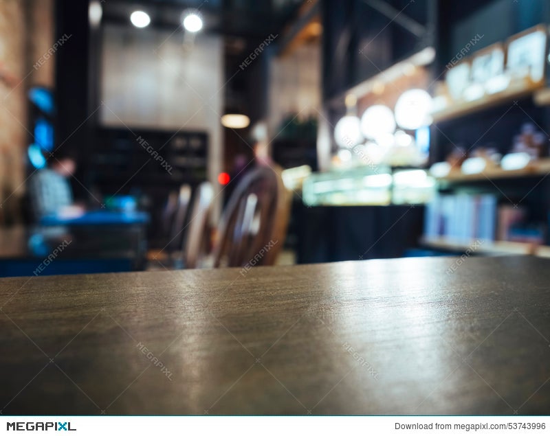 Table Top Counter Bar With Blurred Restaurant Background With Custome Stock  Photo 53743996 - Megapixl