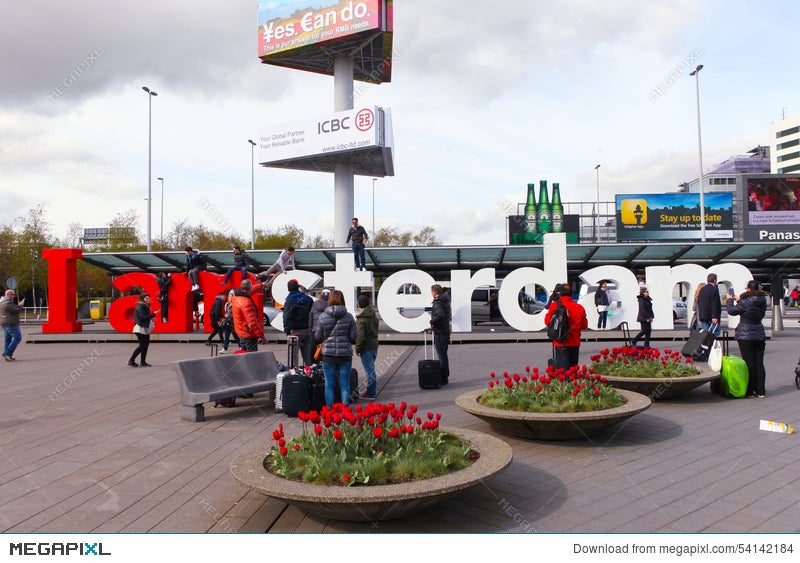 i am amsterdam sign at the arrivaldeparture entrance of schiphol