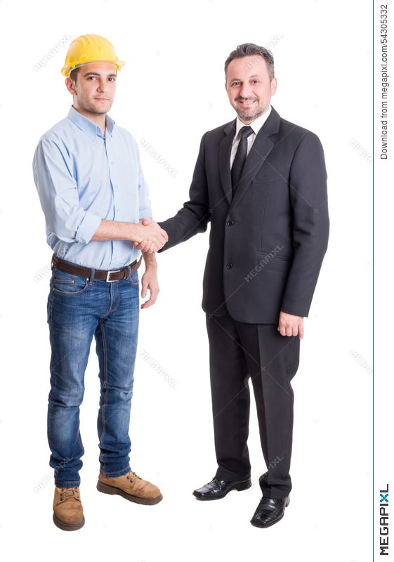 Architect Engineer Or Contractor And Business Man Shaking Hands Business Man Shaking Hands