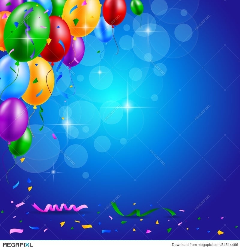 Happy Birthday Party With Balloons And Ribbons Background Illustration  54514466 - Megapixl