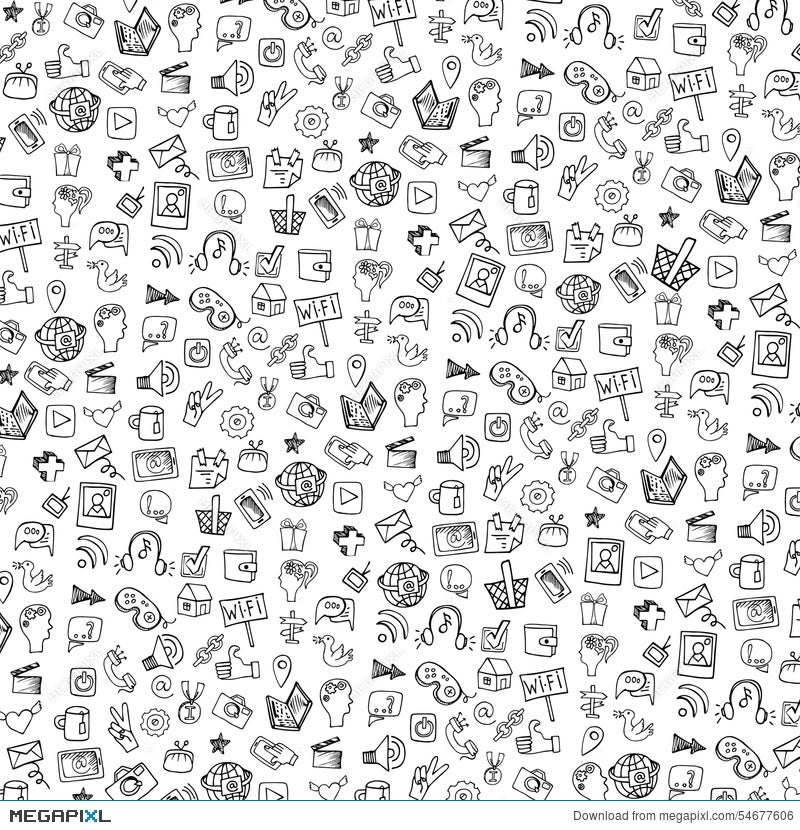 Social Media Icon Pattern Background Doodle Illustration Megapixl