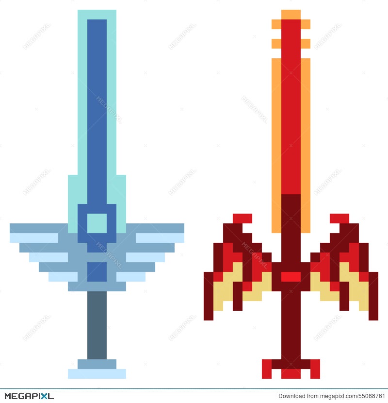 Illustration Pixel Art Icon Sword Fantasy Illustration Megapixl