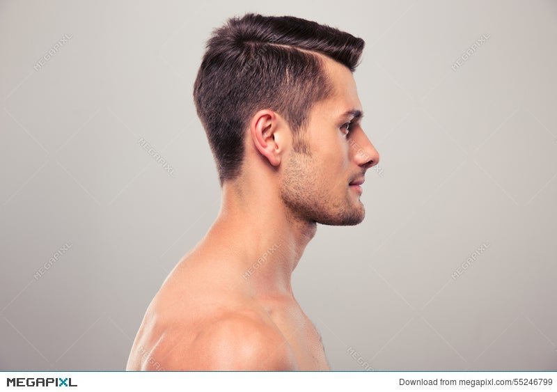 Side View Portrait Of A Young Man With Nude Torso Stock Photo Megapixl