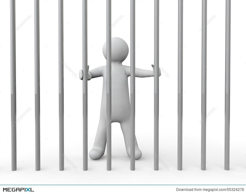 3D Man Behind Bars Illustration 55324276 - Megapixl