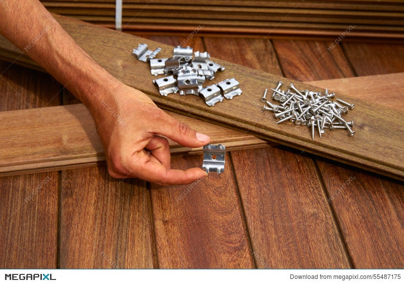 Ipe Deck Wood Installation S Clips Fasteners Stock Photo Ipe Deck Wood Installation S Clips