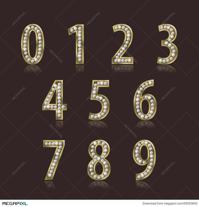 3 number gold and diamonds Royalty Free Vector Image