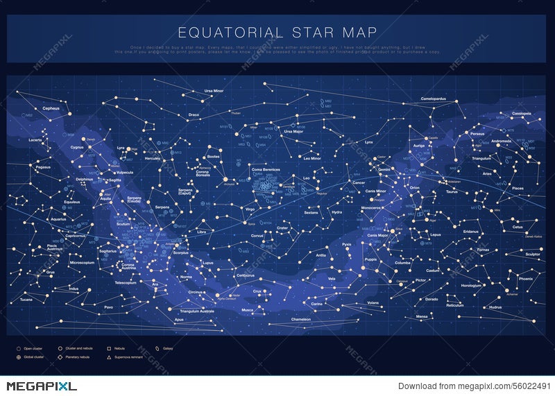 Star Map With Names Detailed Star Map With Names Of Stars Illustration 56022491 - Megapixl