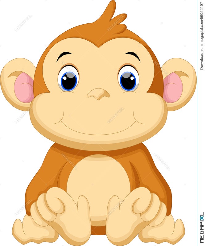 Cute Baby Monkey Cartoon Illustration Megapixl