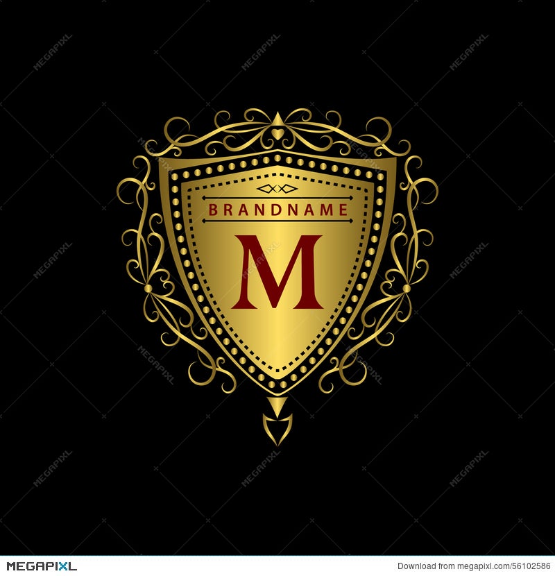 Initial letter MM, overlapping monogram logo, decorative ornament badge,  elegant luxury golden color Stock Vector