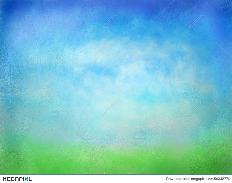 Textured Green Grass With Blue Sky Watercolor Background Stock Photo  56348770 - Megapixl