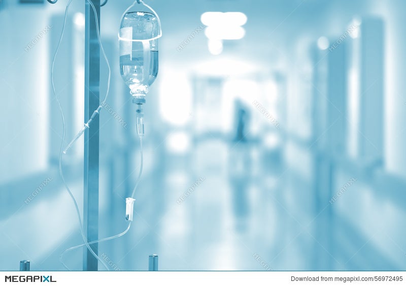 Medical Drip On The Background Of Hospital Corridor Stock Photo 56972495 -  Megapixl