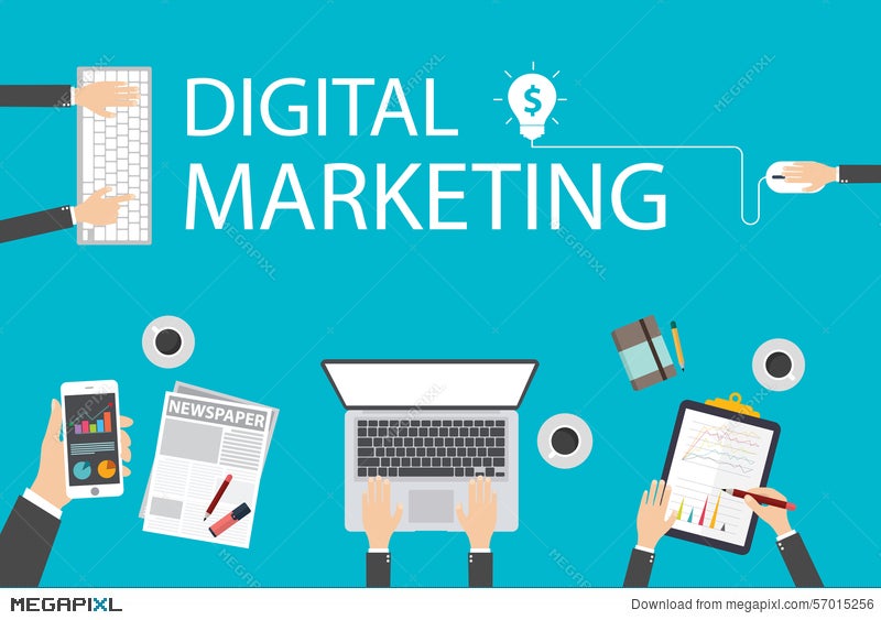 Flat Design Illustration Concept For Digital Marketing Concept
