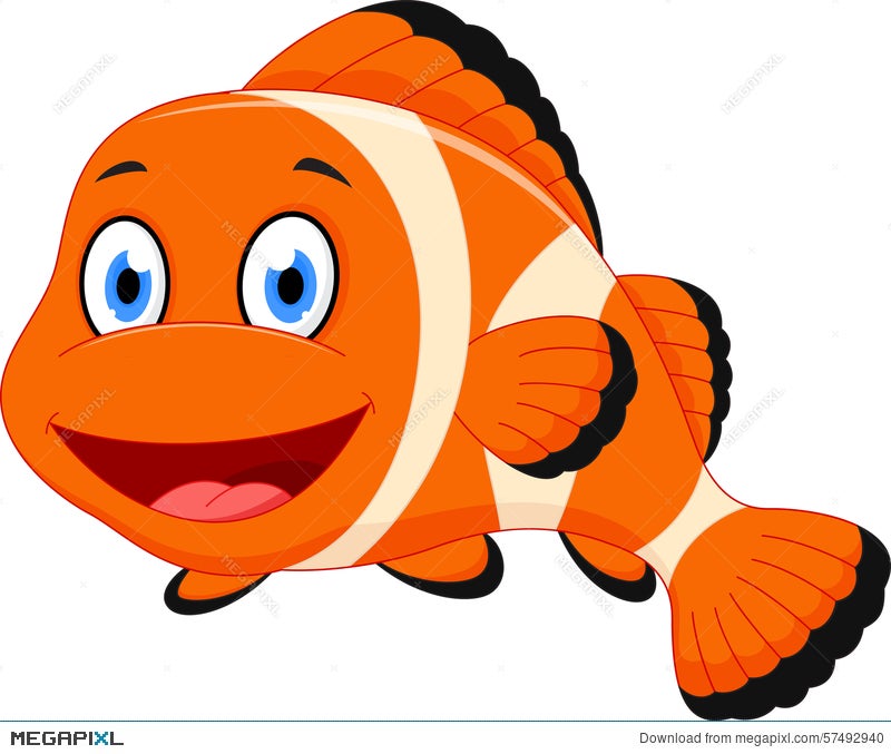 Cute Clown Fish Cartoon Illustration 57492940 - Megapixl
