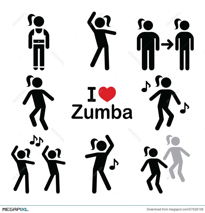 zumba dance workout fitness icons set illustration 57526106