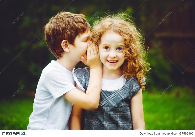 Little Boy And Girl Whispers. Stock Photo 57599990 - Megapixl