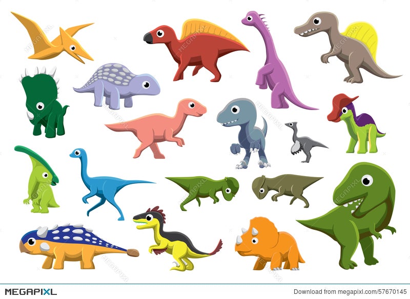 Cretaceous Dinosaurs Cartoon Vector Illustration Illustration 57670145 -  Megapixl