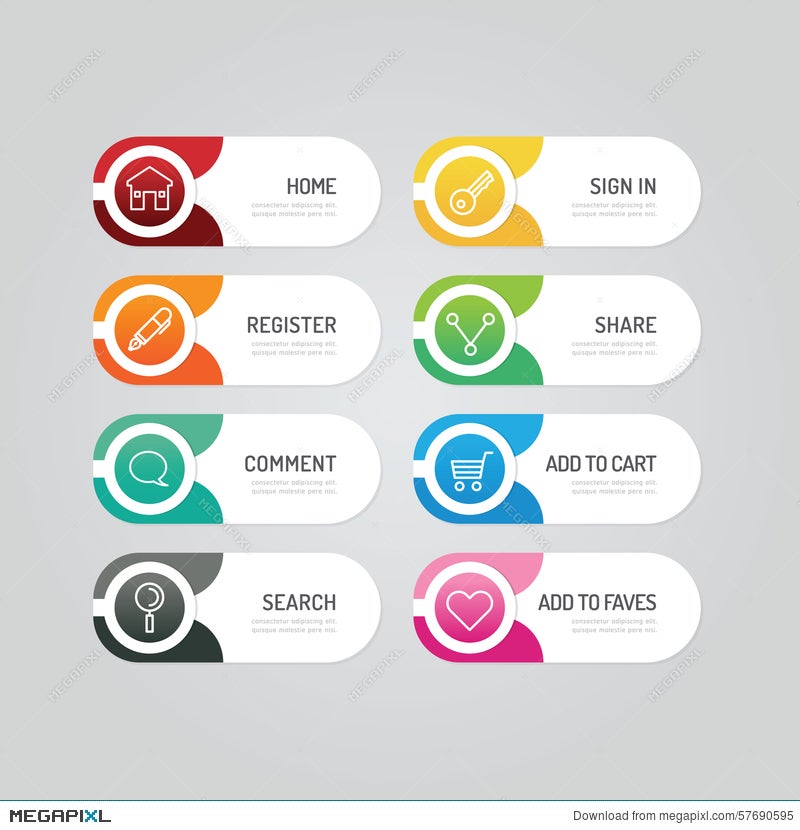 modern banner button with social icon design options vector ill