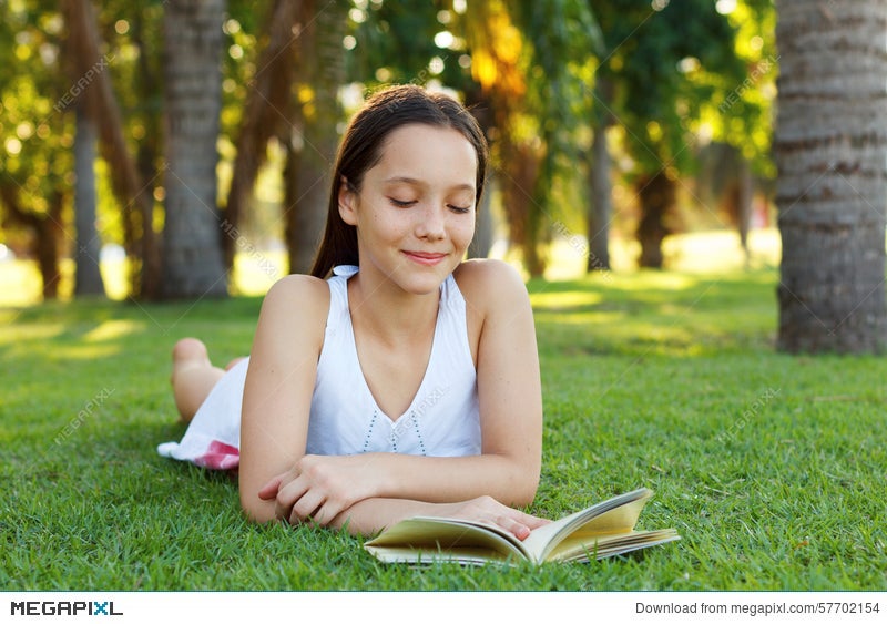 teen girl reading a book