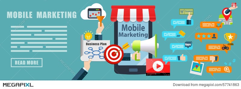 Mobile Marketing Concept Banner Background Illustration 57741863