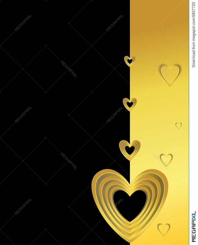 Gold Hearts On A Black And Gold Background Illustration Megapixl