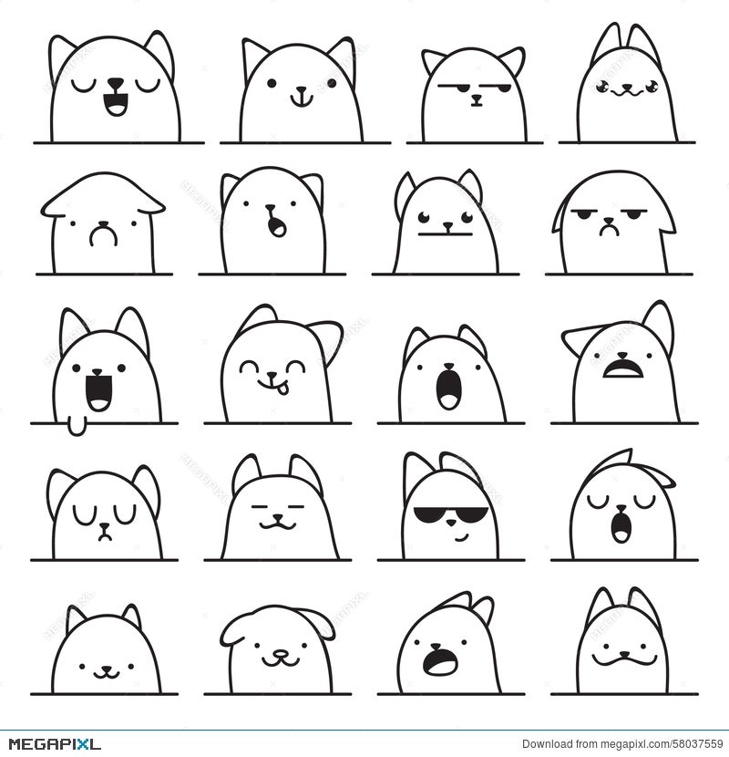 Kawaii Cute Faces Japanese Anime Emoji Expression Anime Character Vector  Royalty Free SVG Cliparts Vectors And Stock Illustration Image  126061635