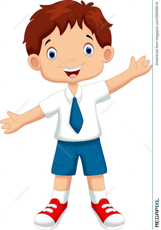 Cute School Kids Cartoon Illustration 58096616 - Megapixl