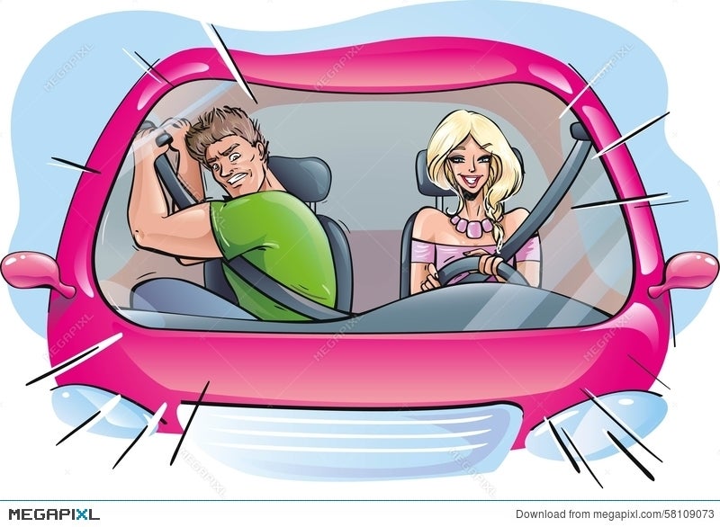 Girl Is Driving Fast Illustration 58109073 - Megapixl