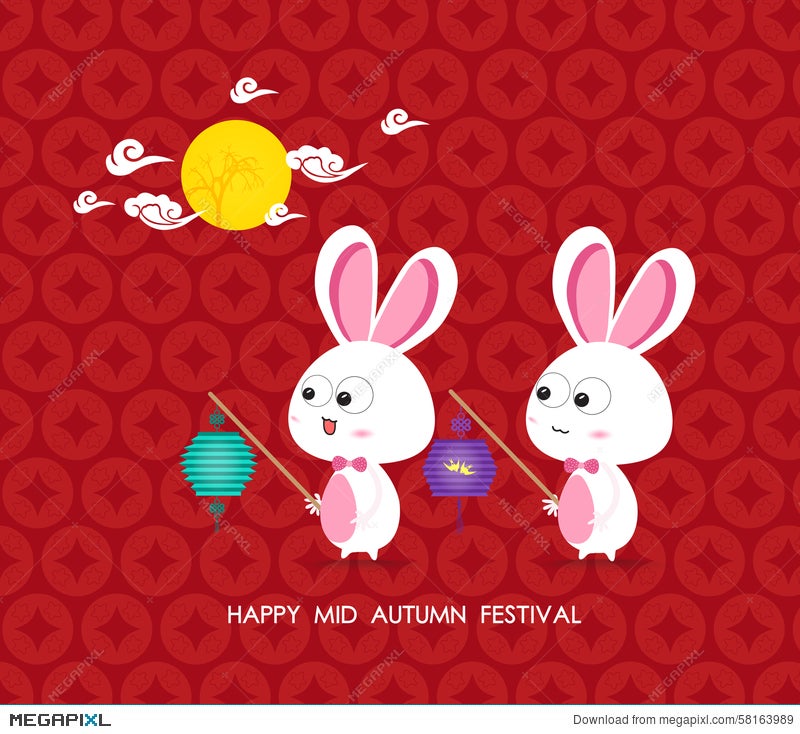 Moon Rabbits Of Mid Autumn Festival Illustration 58163989 - Megapixl