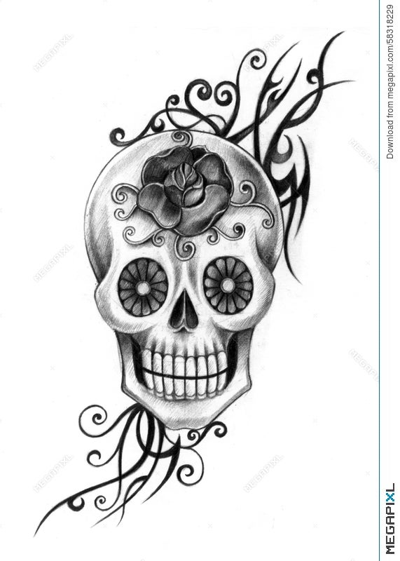 Tattoo Skull Drawing by MOTH Simeonov  Pixels
