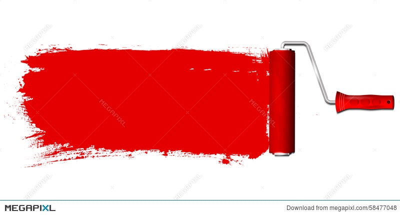 Paint Roller And Red Color Background Ilration 58477048 Megapixl Paint Roller And Red Color Background