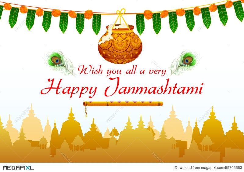 Happy Janmashtami Wallpaper Background Illustration 58708883 - Megapixl