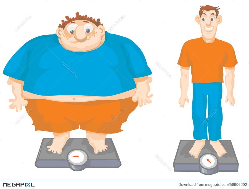 Fat And Slim Cartoon Men. Illustration 58806302 - Megapixl