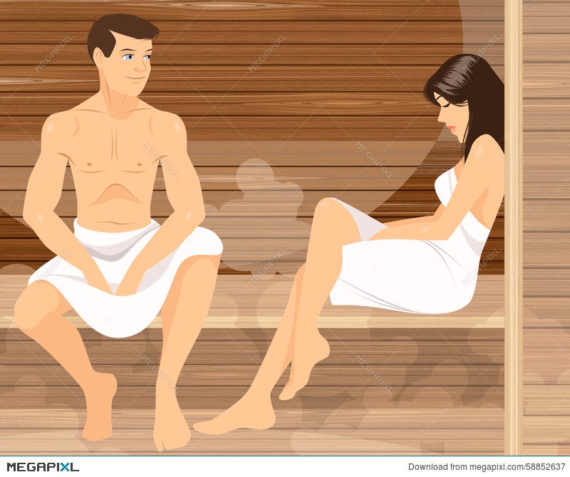 Couple In Sauna Illustration 58852637 - Megapixl