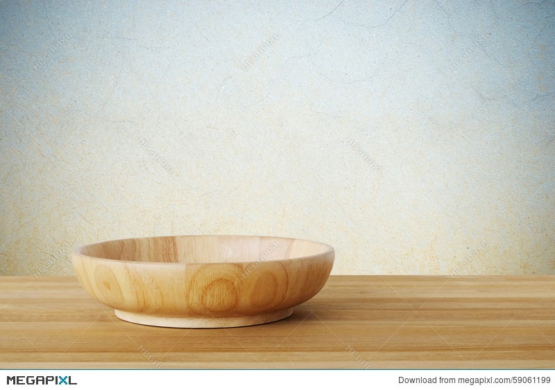 Empty Round Wooden Plate On Wood Table Background, Food Display Stock Photo  59061199 - Megapixl