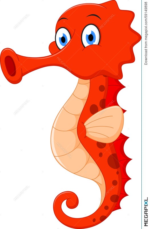 Cute Seahorse Cartoon Illustration 59149898 - Megapixl