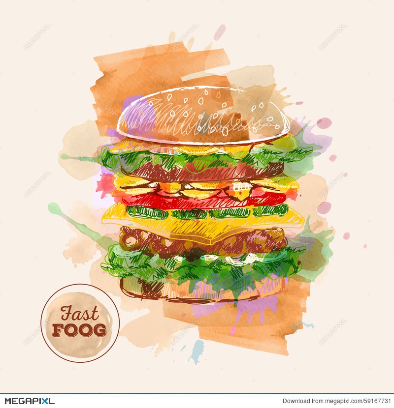 Fast food sketch collection Vector illustration Junk food set Engraved  style illustration Fast food top view frame Stock Vector  Adobe Stock