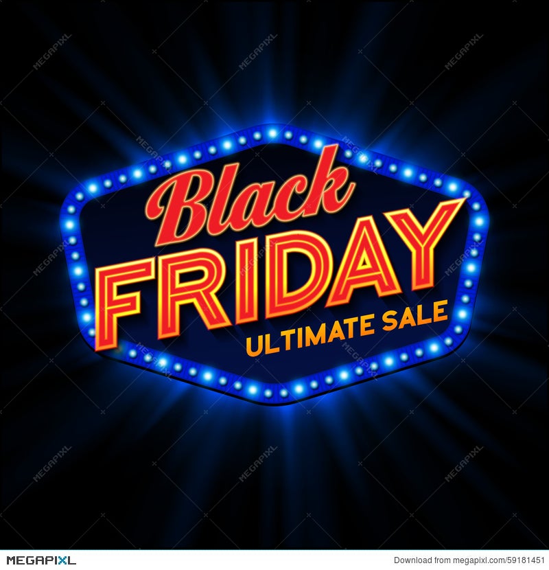 Black Friday Retro Light Frame Vector Ilration 59181451 Megapixl Black Friday Retro Light Frame Vector
