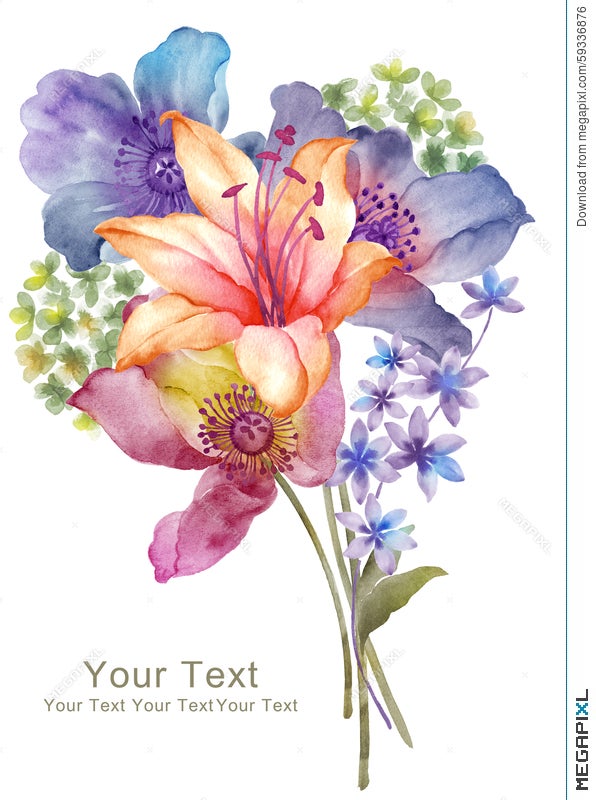 Watercolor Illustration Flower Bouquet In Simple Background Illustration  59336876 - Megapixl