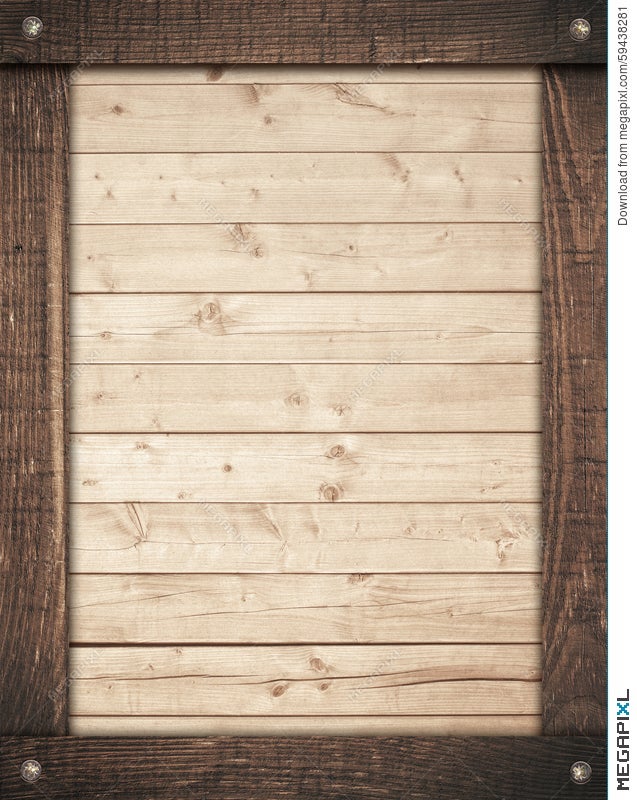 Brown Wooden Frame Ed On Light Wall Planks Stock Photo 59438281 Brown Wooden Frame Ed On Light Wall Planks