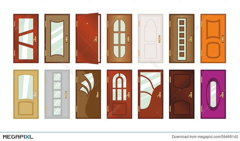 Set Of Different Types Of Doors Illustration 59468142 Megapixl