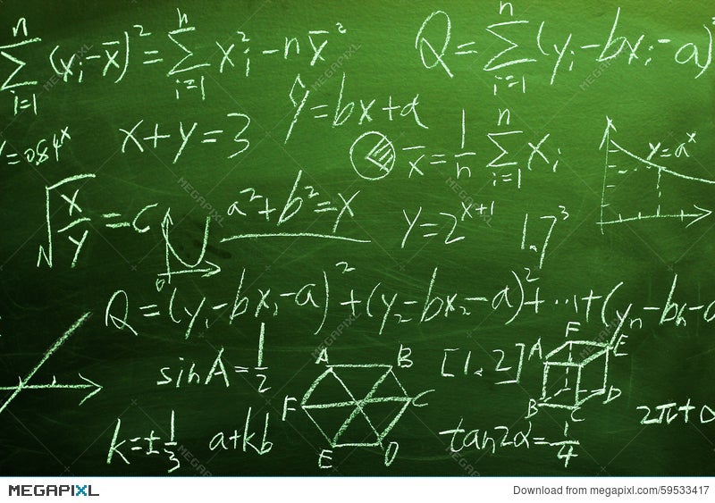 Maths Formulas On Chalkboard Background Illustration 59533417 - Megapixl