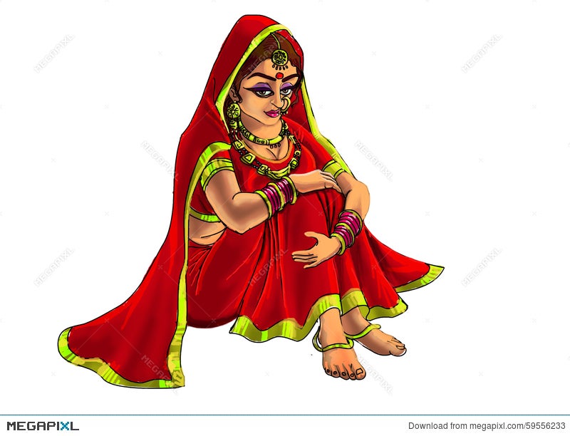 Indian Bride Illustration 59556233 - Megapixl