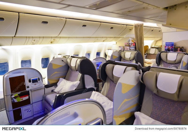 Emirates First Class Boeing 777 Interior Stock Photo