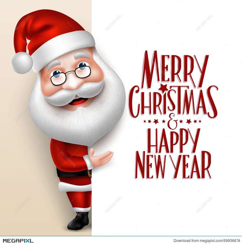 Realistic Santa Claus Cartoon Character Showing Merry Christmas  Illustration 59936674 - Megapixl