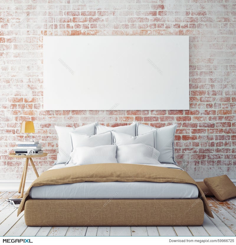Download Mock Up Blank Poster On The Wall Of Bedroom Illustration 59966725 Megapixl