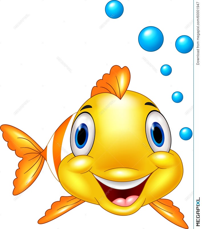 Cute Clown Fish Cartoon Underwater And Bubble Illustration 60001947 -  Megapixl
