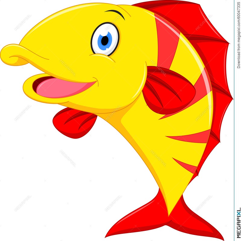 Happy Fish Cartoon Illustration 60047335 - Megapixl