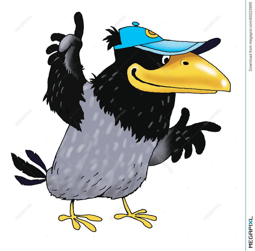 Raven Bird Funny Cartoon Character Drawing Illustration 60223995 - Megapixl