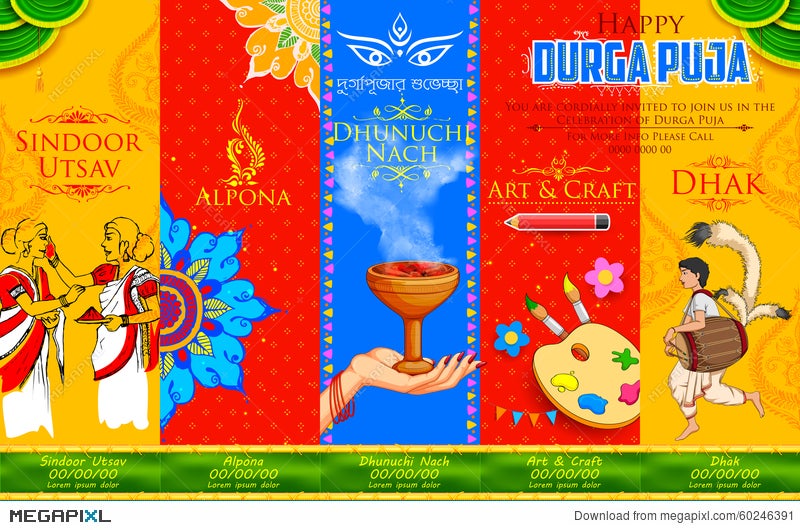 Happy Durga Puja Background Illustration 60246391 - Megapixl