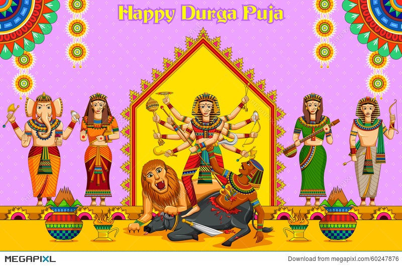 Happy Durga Puja Background Illustration 60247876 - Megapixl